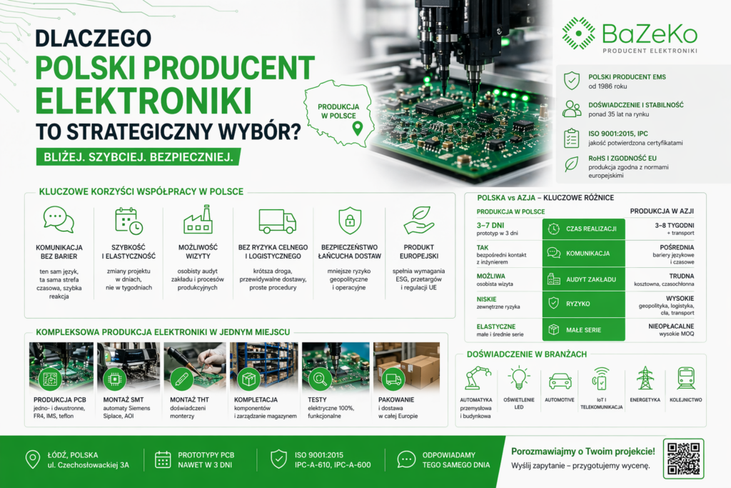 Dlaczego polski producent elektroniki to lepszy wybór – porównanie produkcji PCB i EMS w Polsce vs Azja
